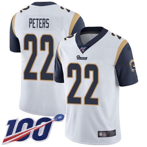 Los Angeles Rams Limited White Men Marcus Peters Road Jersey NFL Football #22 100th Season Vapor Untouchable